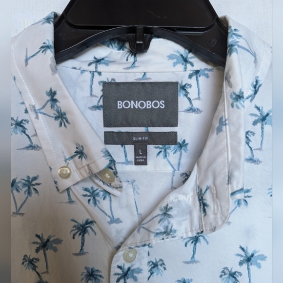 Bonobos Slim Fit Size L short sleeve button up palm trees - Picture 3 of 6